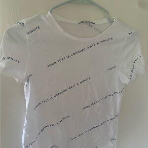 Zara White Tee with Navy Repeating Text